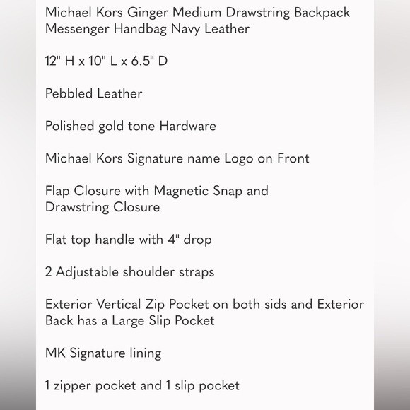 RARE Like new Michael Kors Ginger Drawstring Backpack Black - Picture 4 of 15